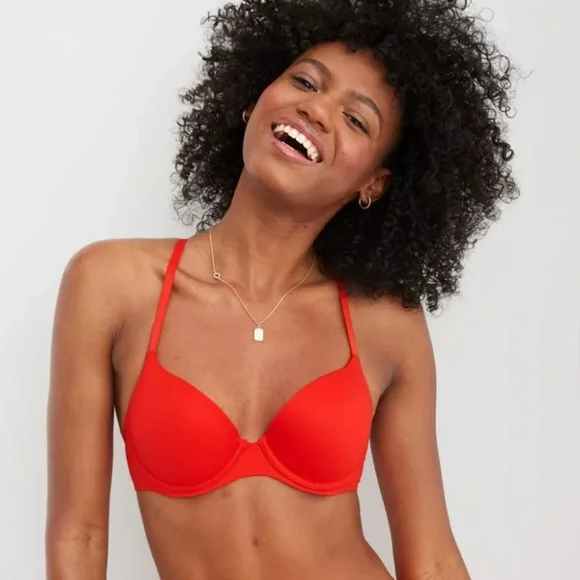 Aerie | Real Good Sunnie Demi Push Up Strappy Convertible Bra In Holiday Red - Picture 6 of 12